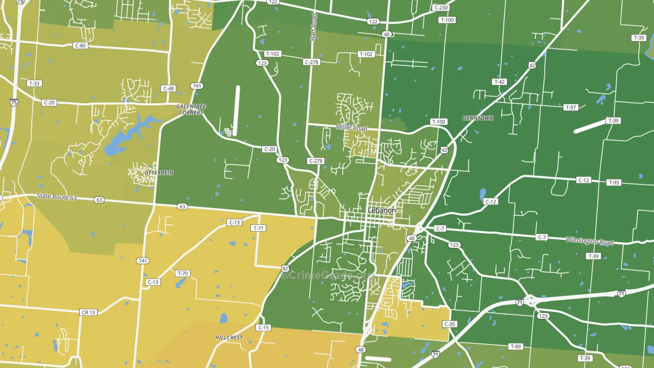45036, OH Map of Vehicle Theft Rates
