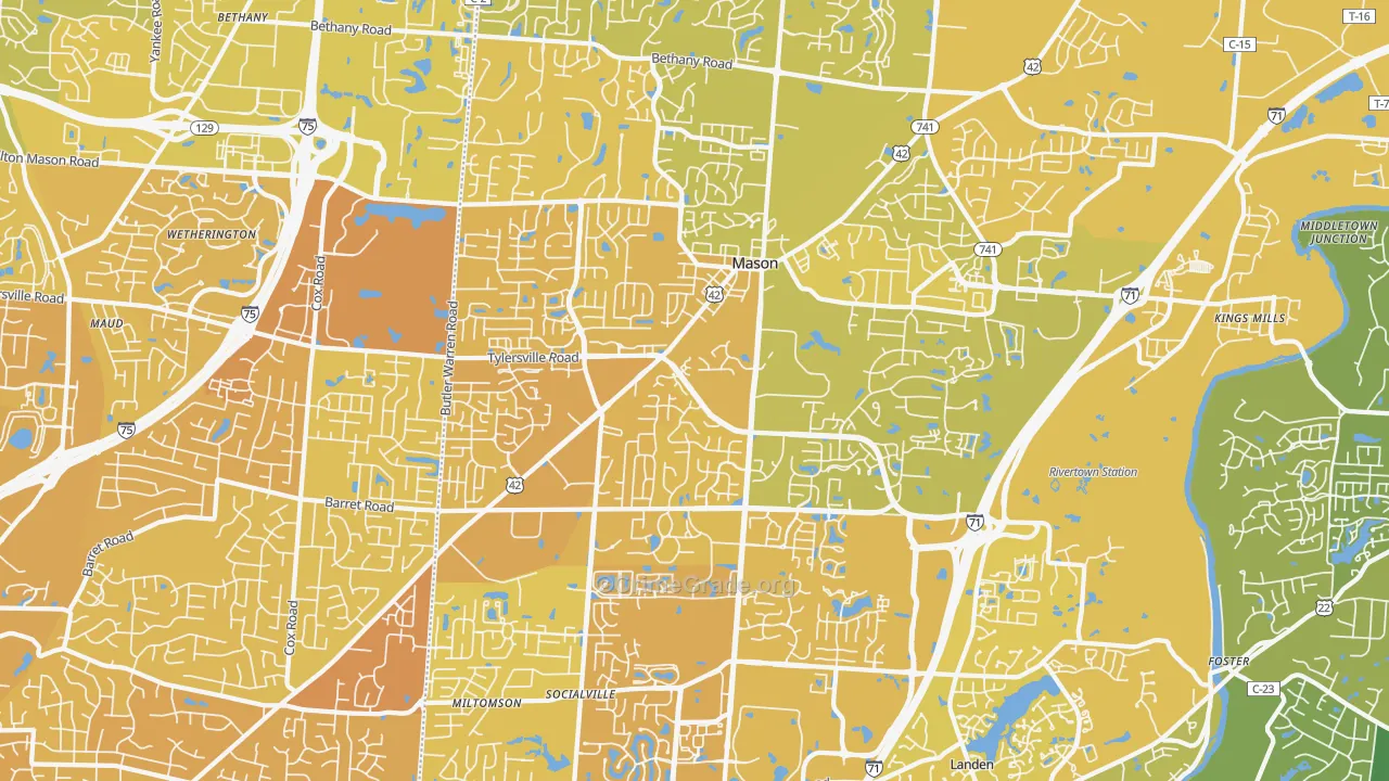 45040, OH Map of Vehicle Theft Rates
