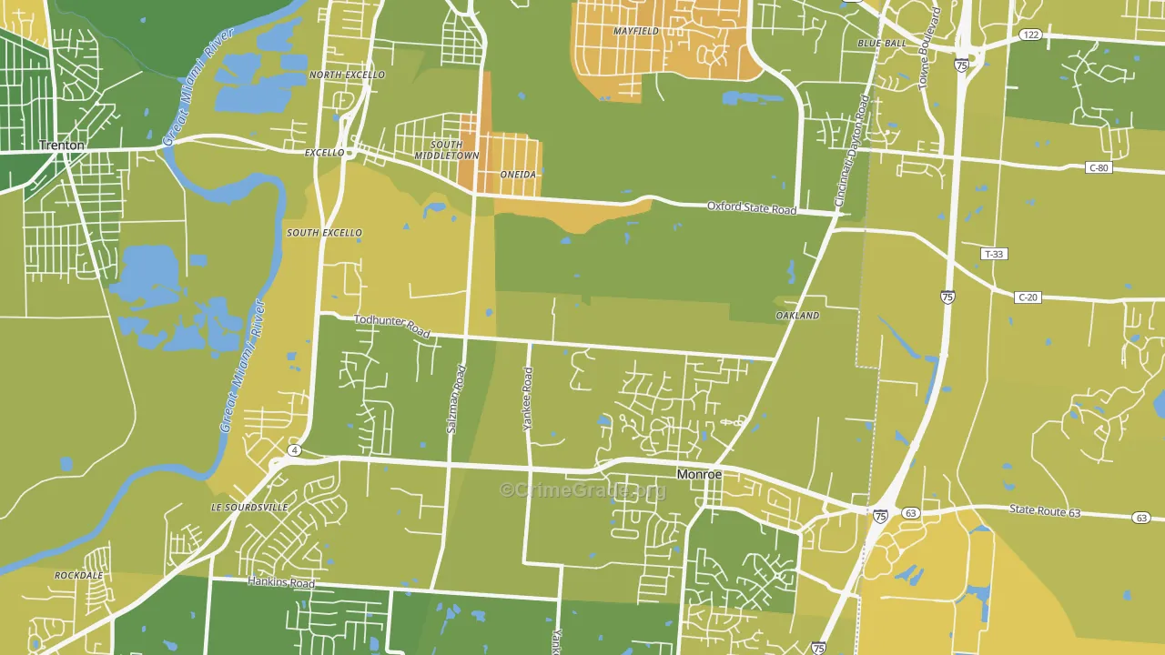 45044, OH Map of Vehicle Theft Rates