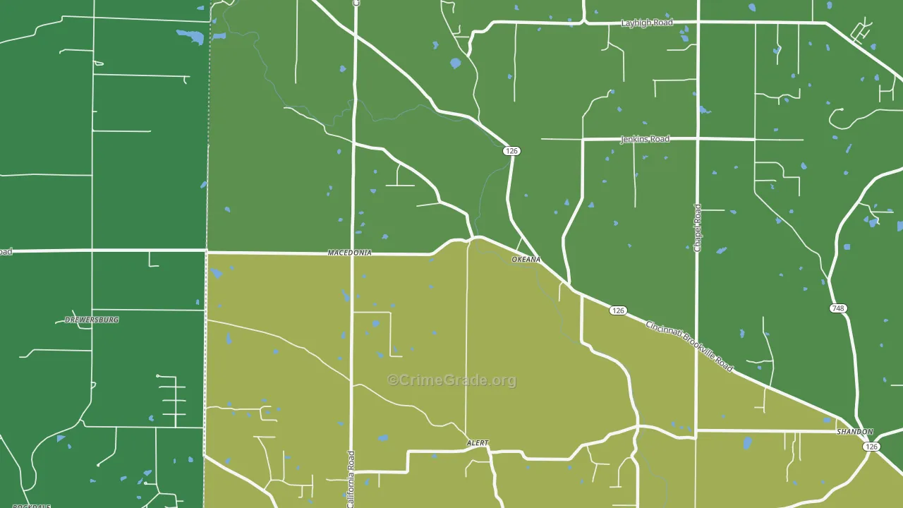 45053, OH Map of Vehicle Theft Rates