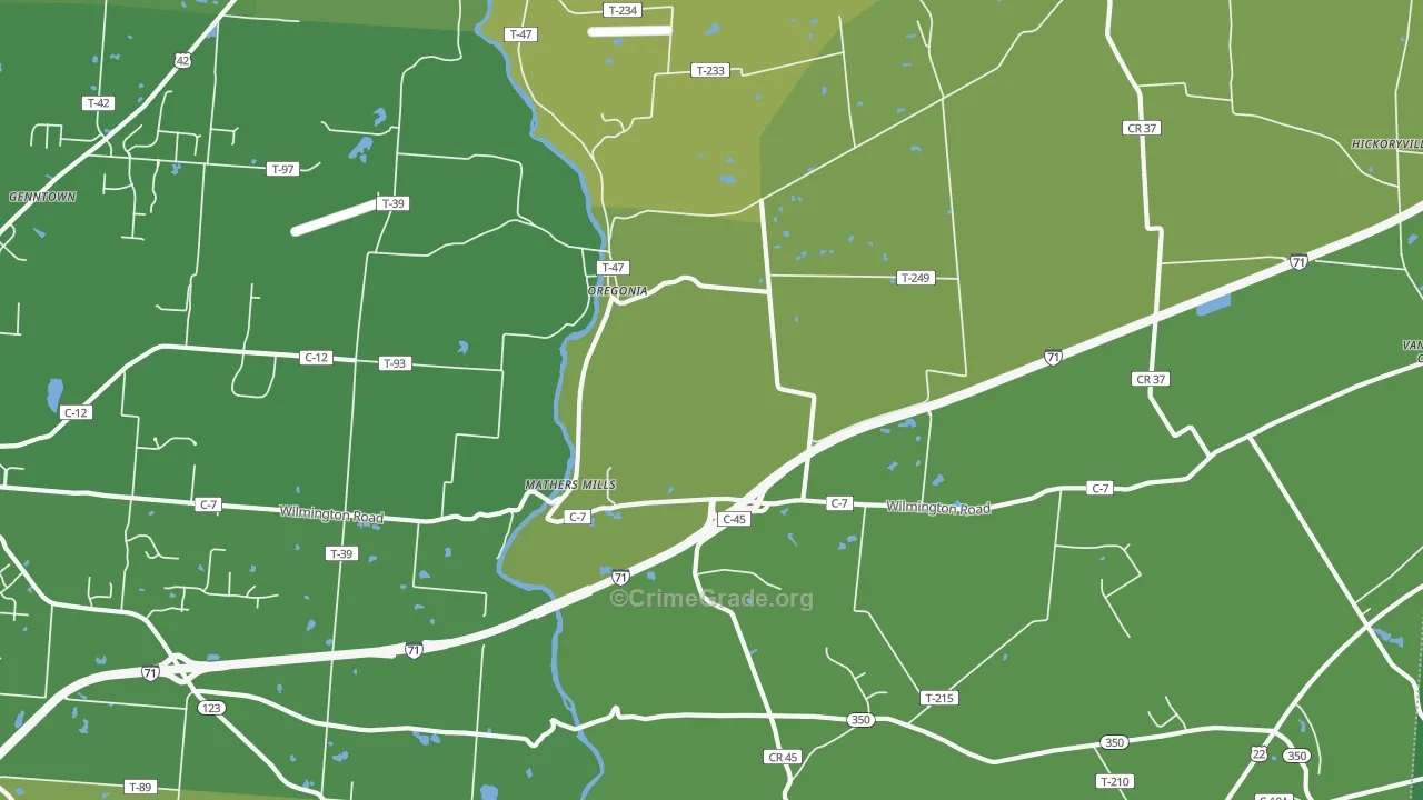 45054, OH Map of Vehicle Theft Rates
