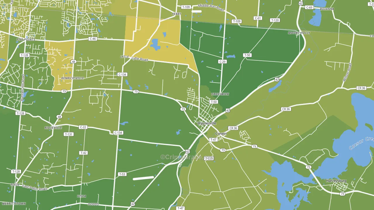 45068, OH Map of Vehicle Theft Rates