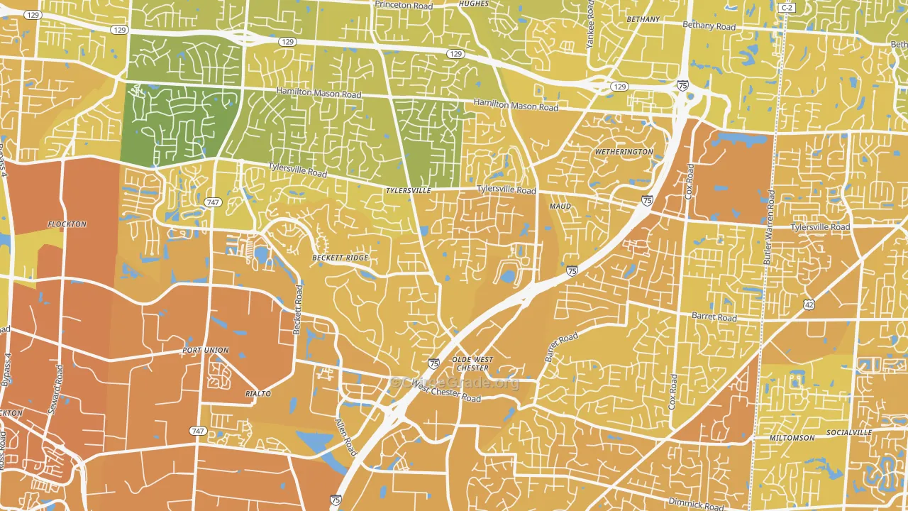45069, OH Map of Vehicle Theft Rates