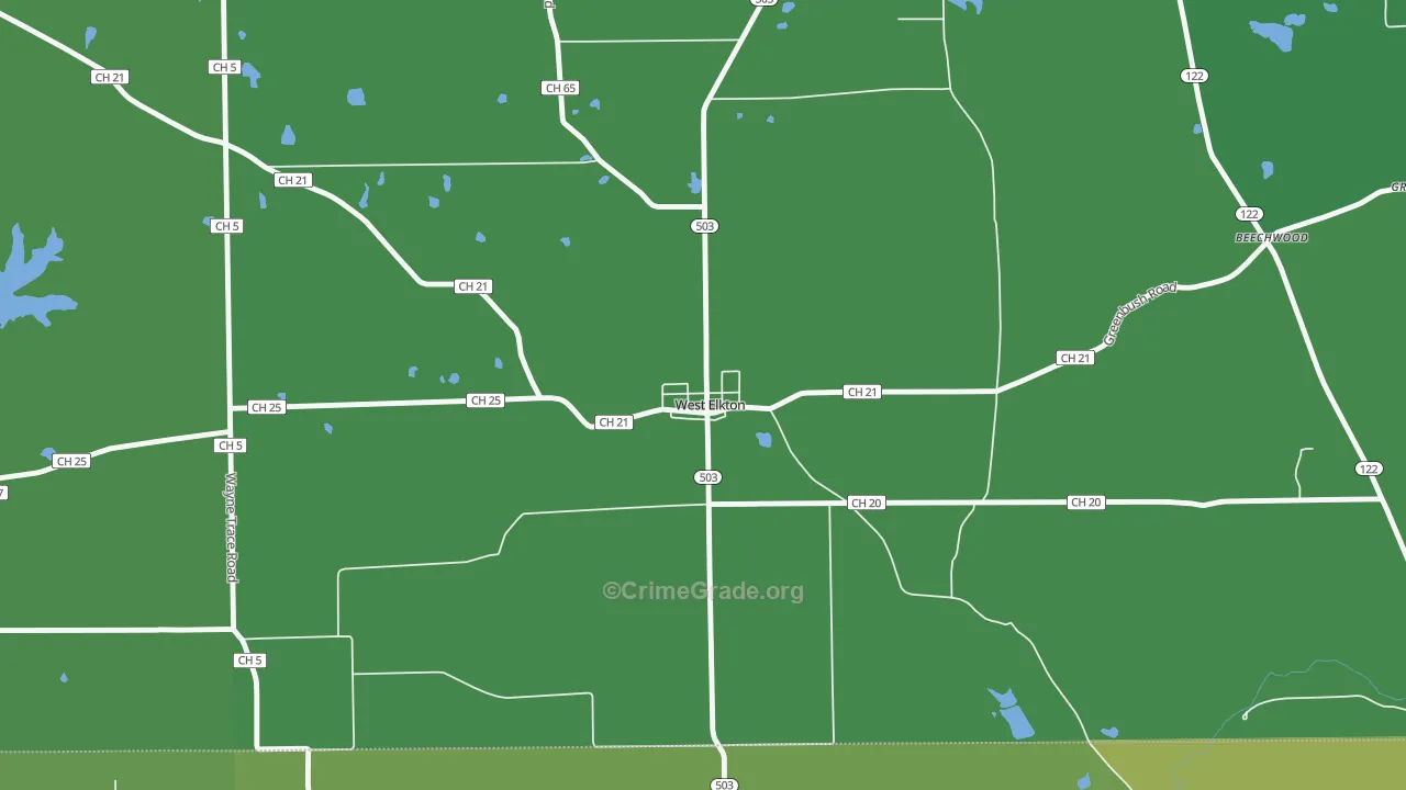 45070, OH Map of Vehicle Theft Rates