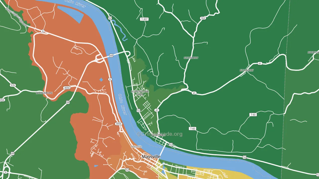 45101, OH Map of Vehicle Theft Rates