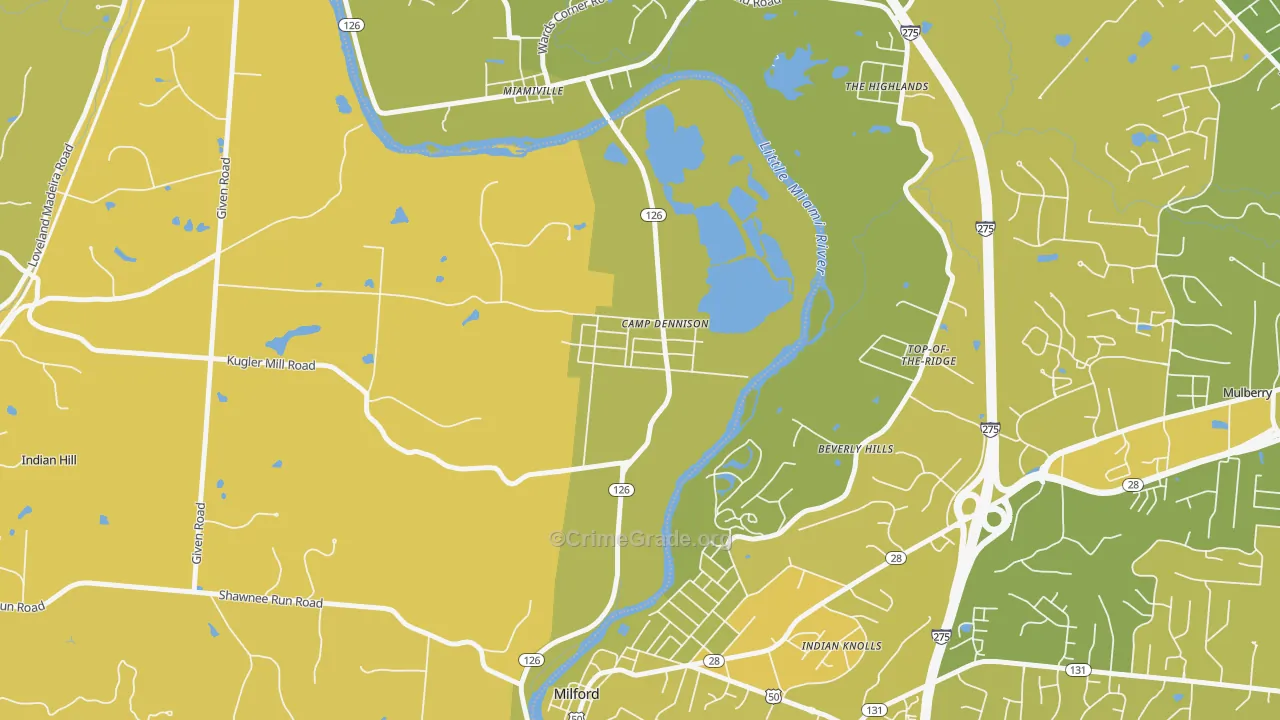 45111, OH Map of Vehicle Theft Rates