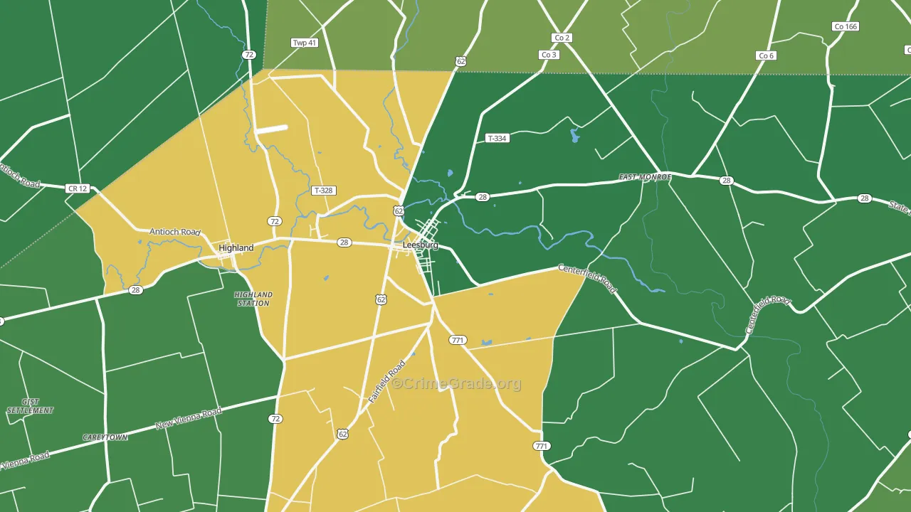 45135, OH Map of Vehicle Theft Rates