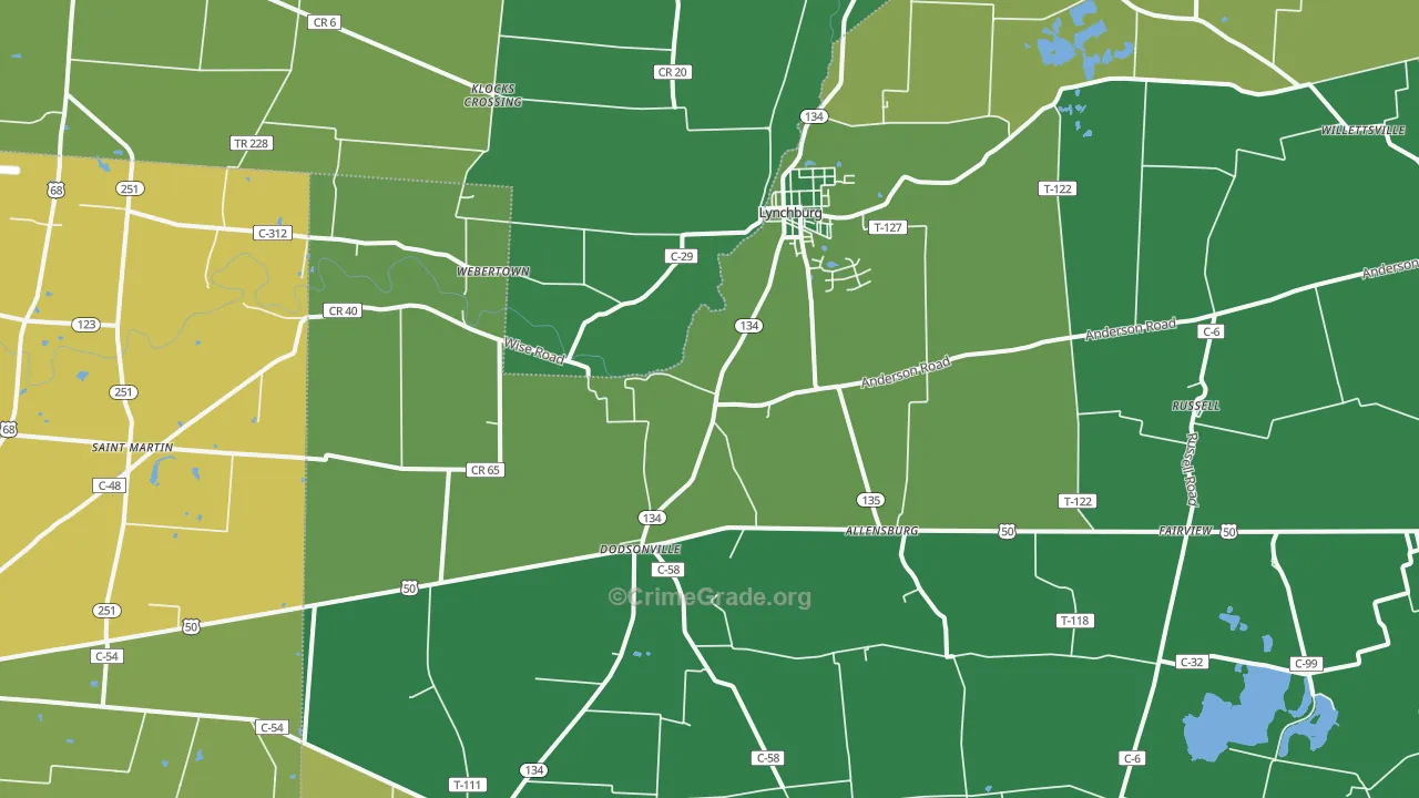 45142, OH Map of Vehicle Theft Rates