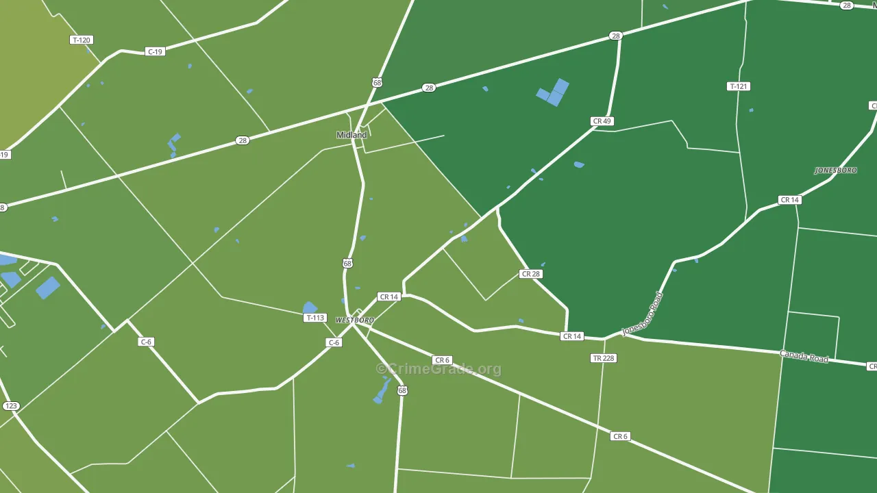 45148, OH Map of Vehicle Theft Rates