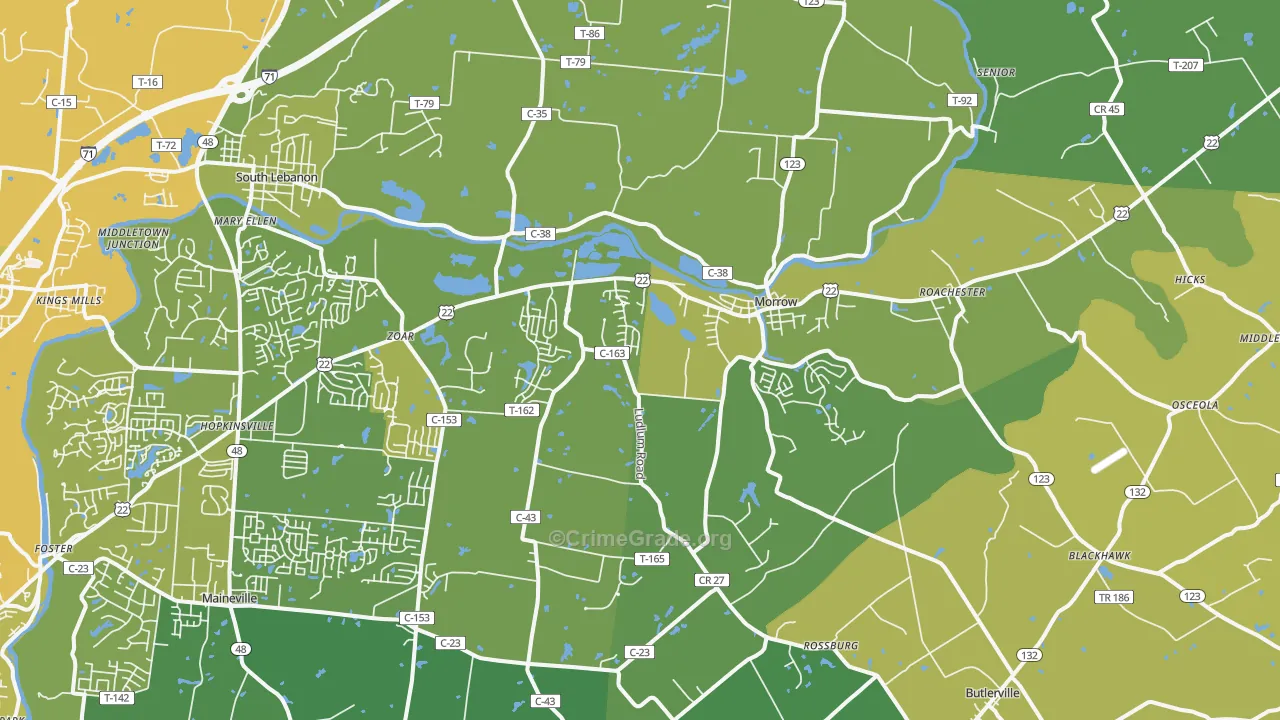 45152, OH Map of Vehicle Theft Rates