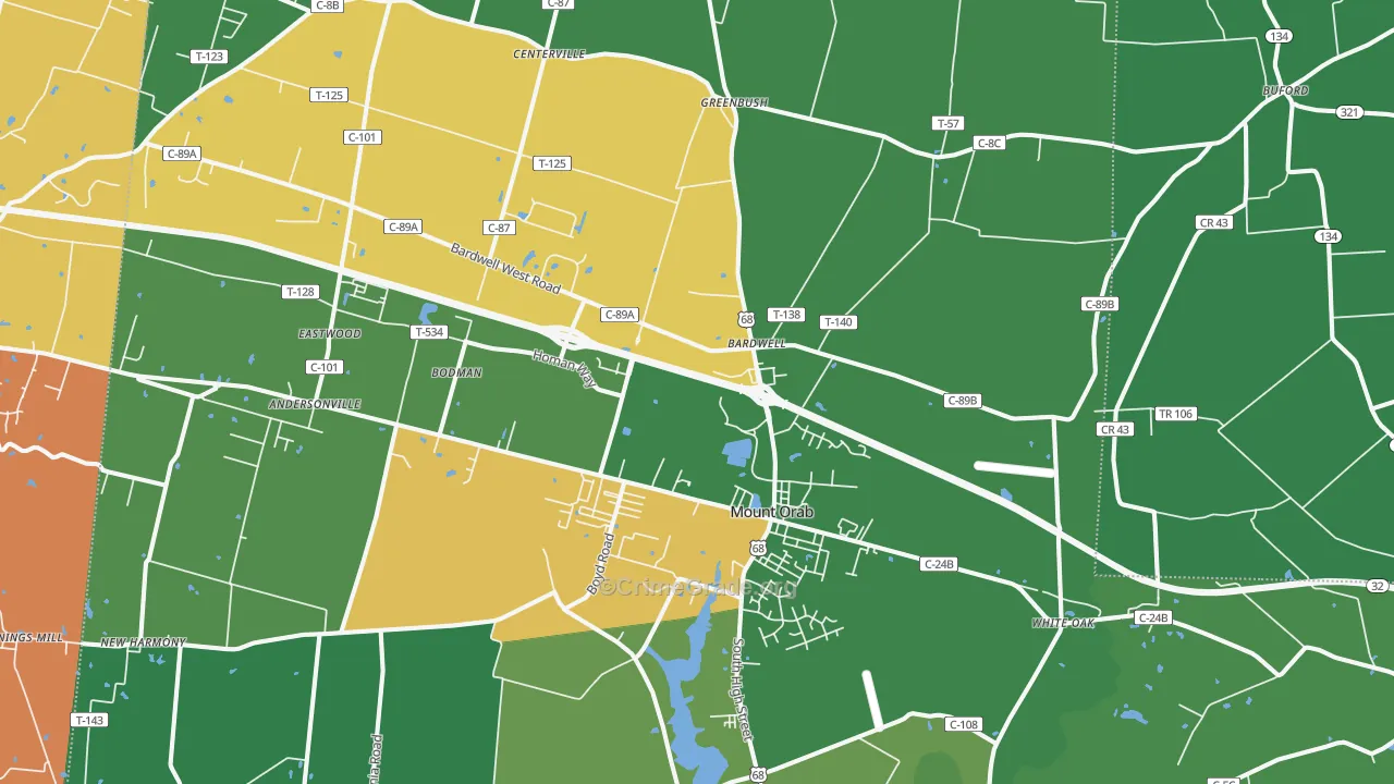 45154, OH Map of Vehicle Theft Rates