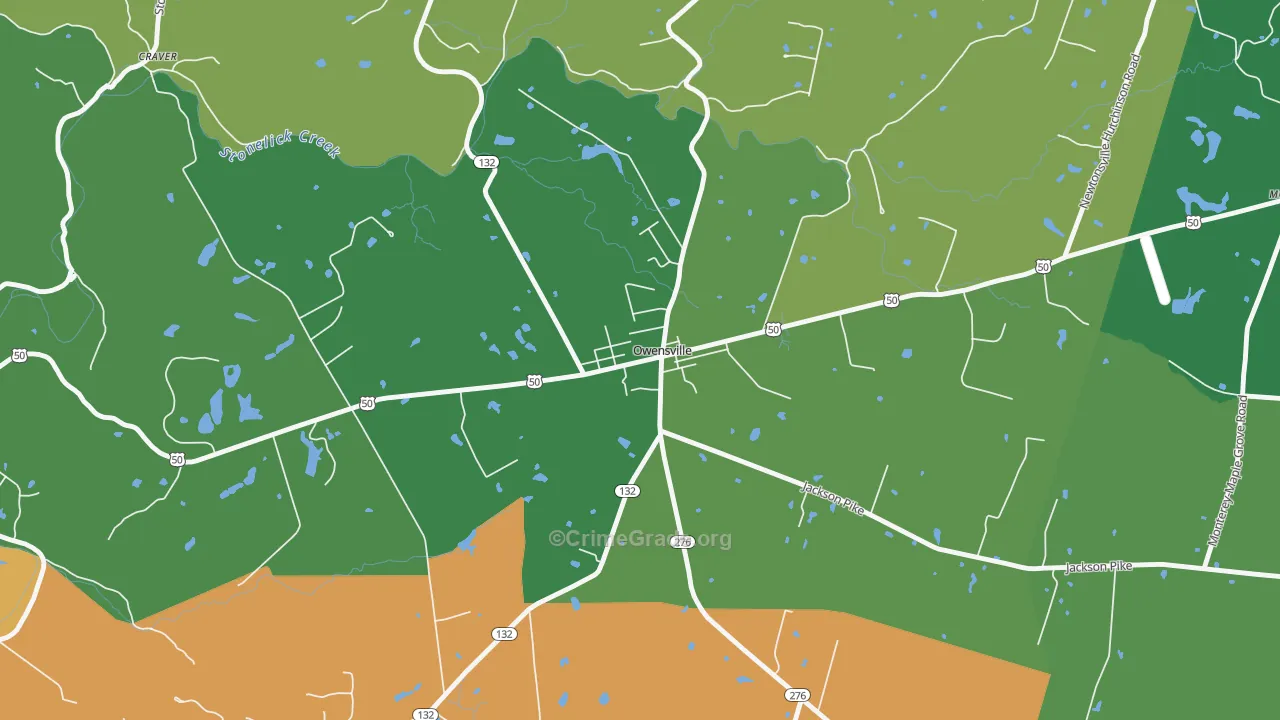 45160, OH Map of Vehicle Theft Rates