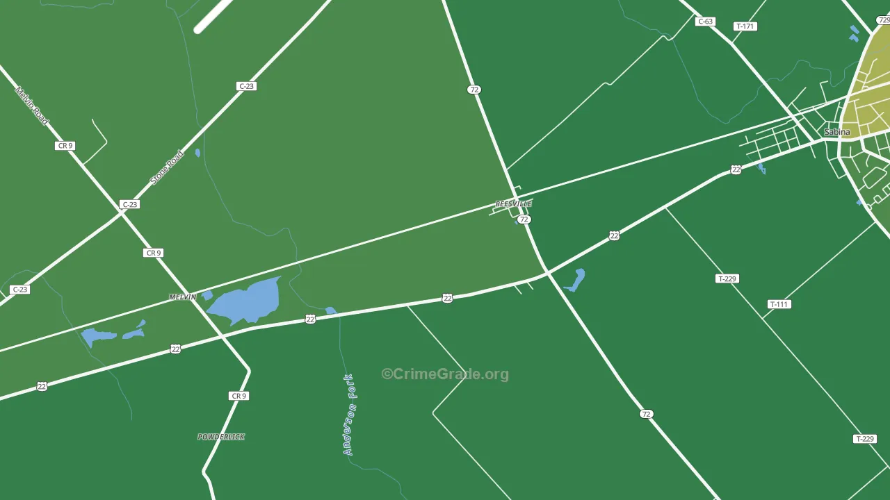 45166, OH Map of Vehicle Theft Rates