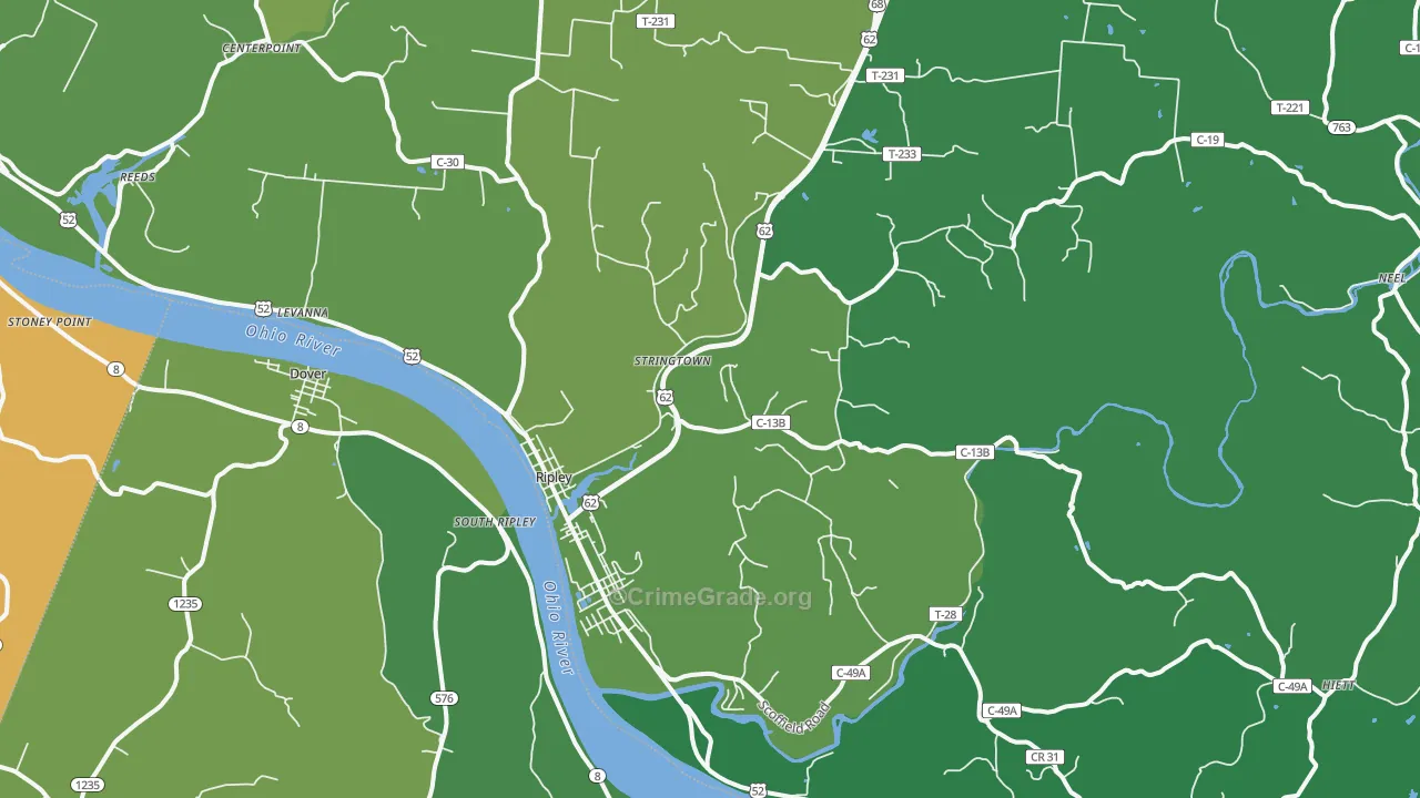 45167, OH Map of Vehicle Theft Rates