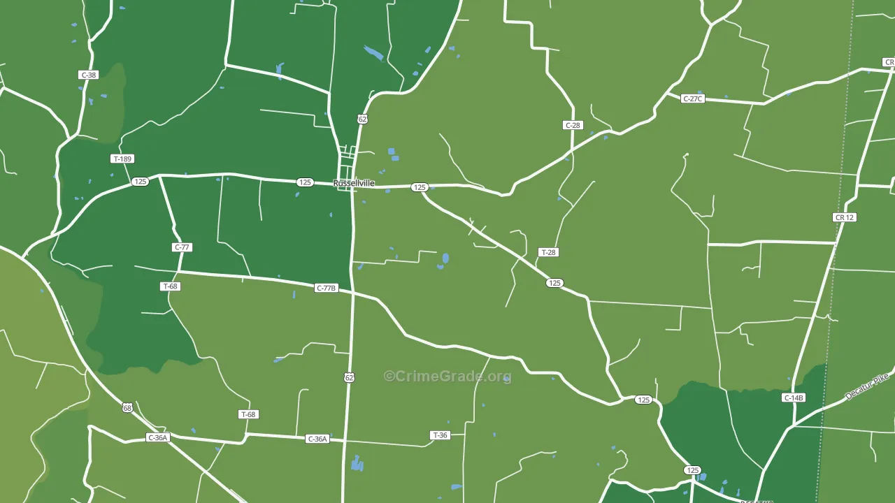 45168, OH Map of Vehicle Theft Rates