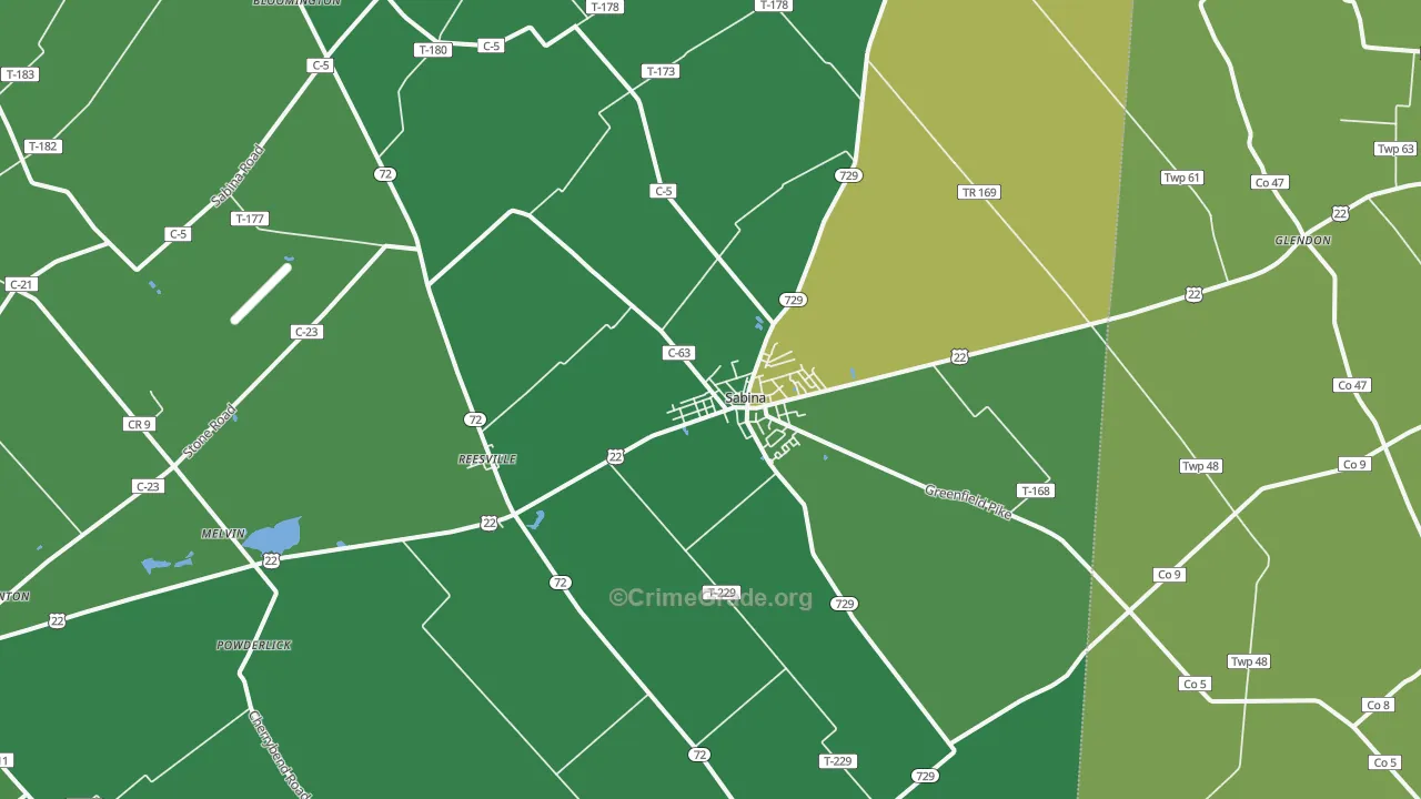 45169, OH Map of Vehicle Theft Rates