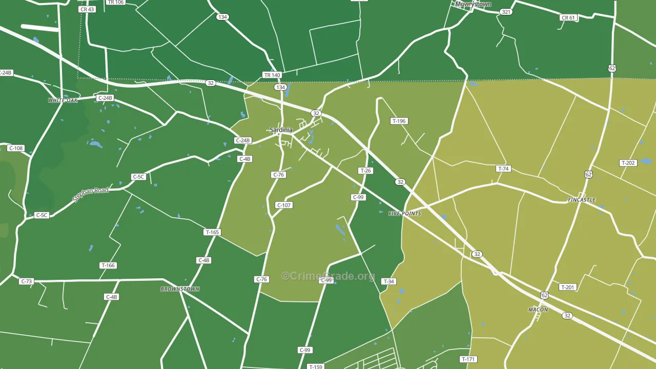 45171, OH Map of Vehicle Theft Rates