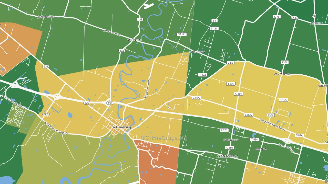 45176, OH Map of Vehicle Theft Rates