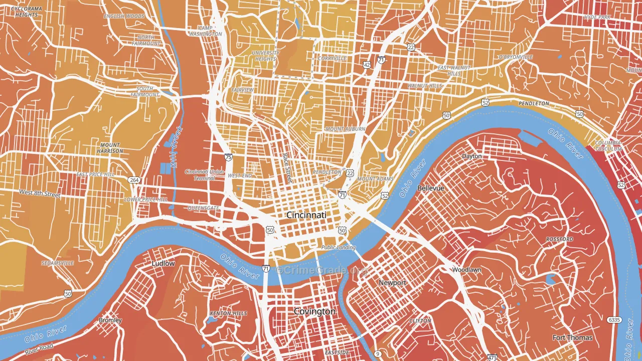 45202, OH Map of Vehicle Theft Rates