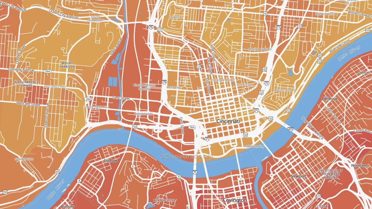 45203, OH Map of Vehicle Theft Rates