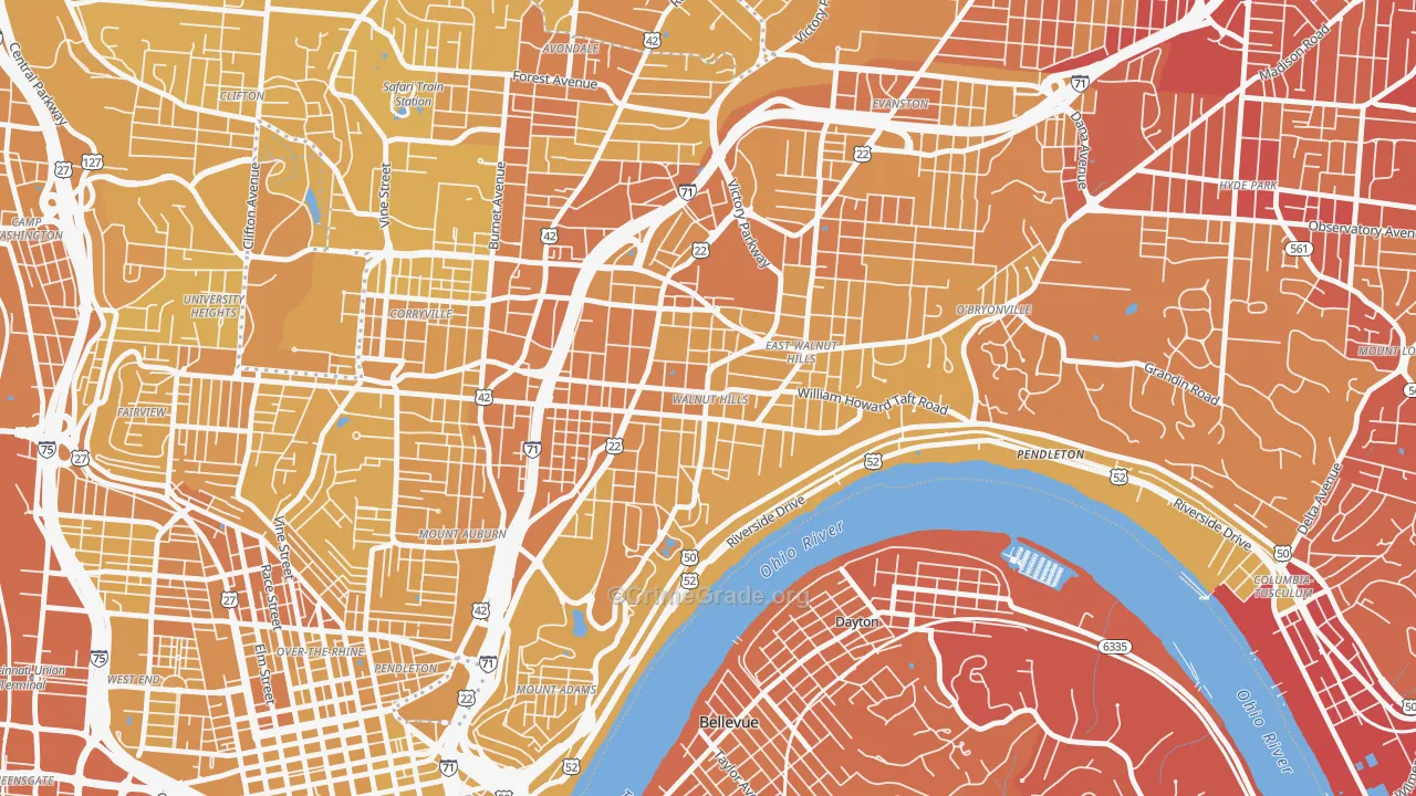 45206, OH Map of Vehicle Theft Rates