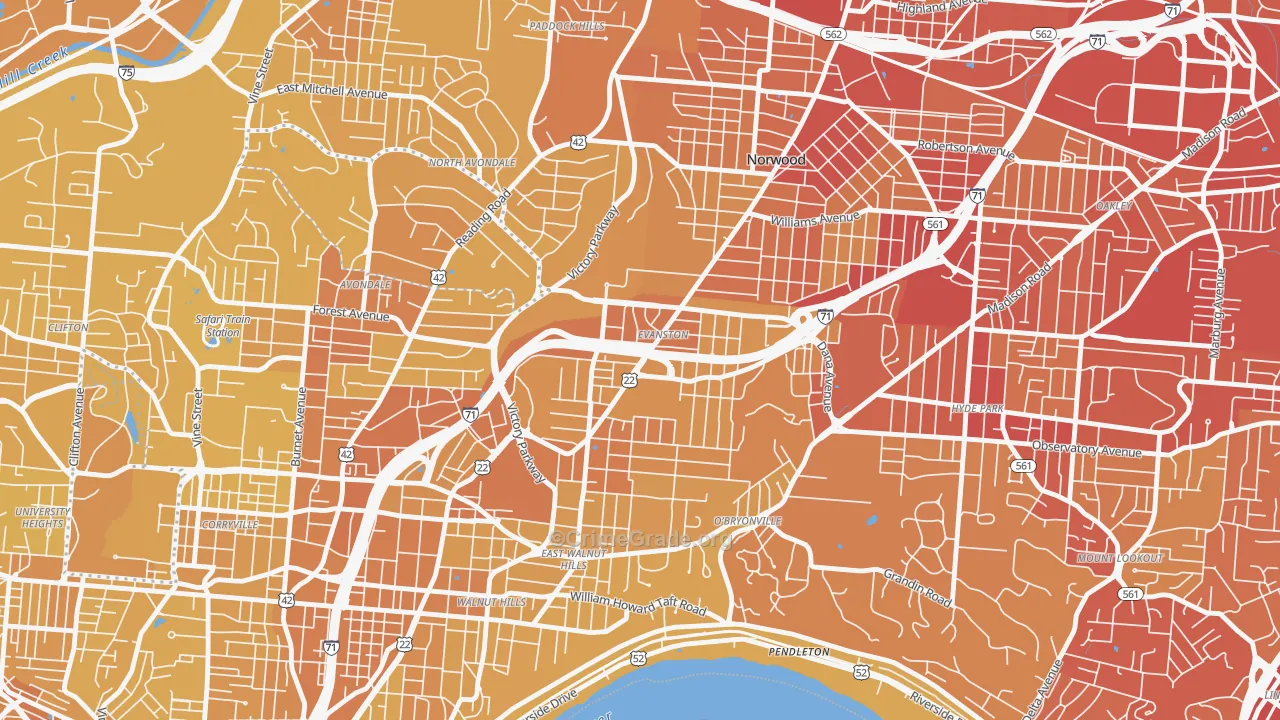 45207, OH Map of Vehicle Theft Rates