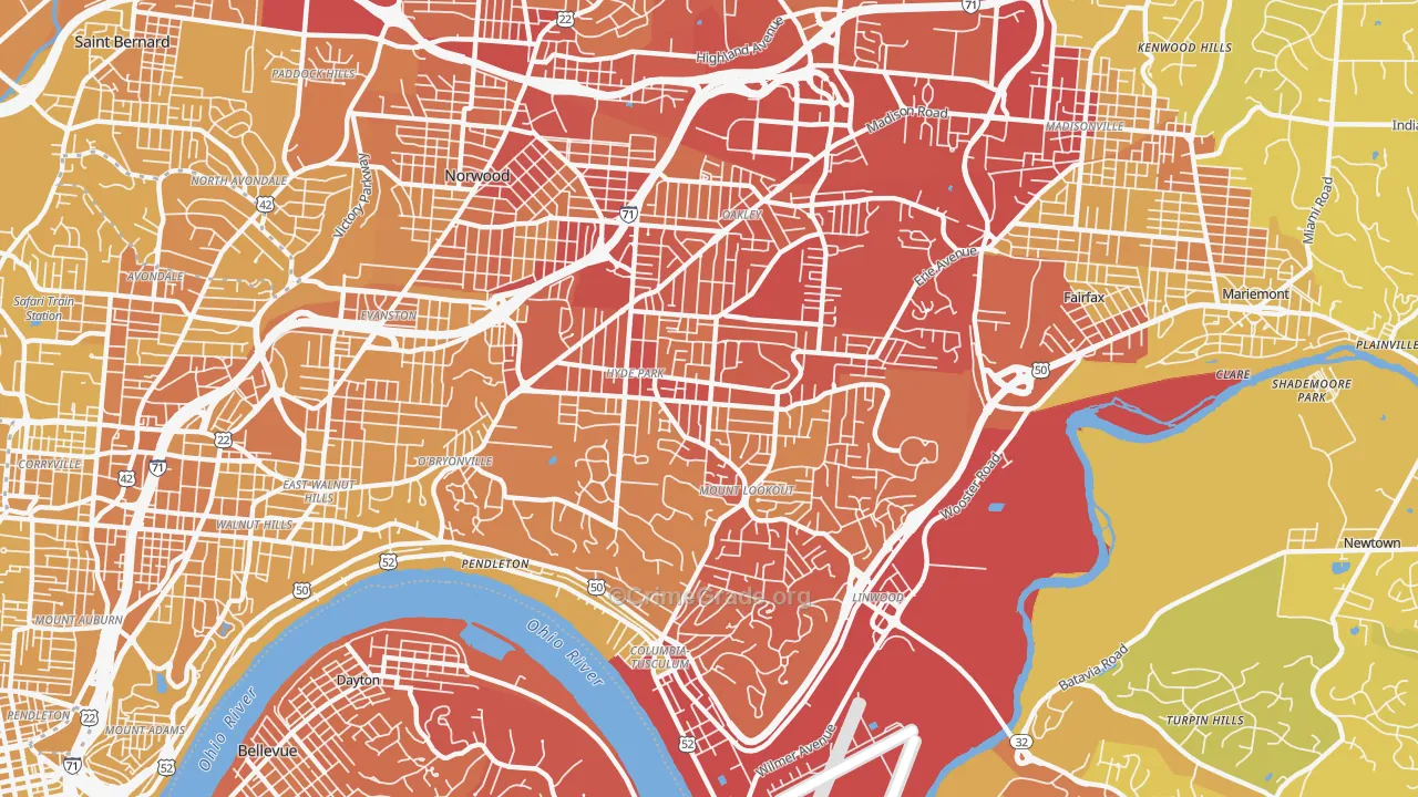 45208, OH Map of Vehicle Theft Rates