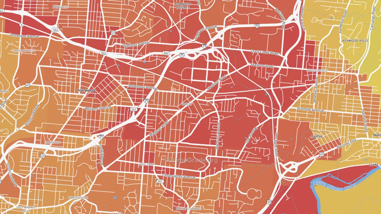 45209, OH Map of Vehicle Theft Rates