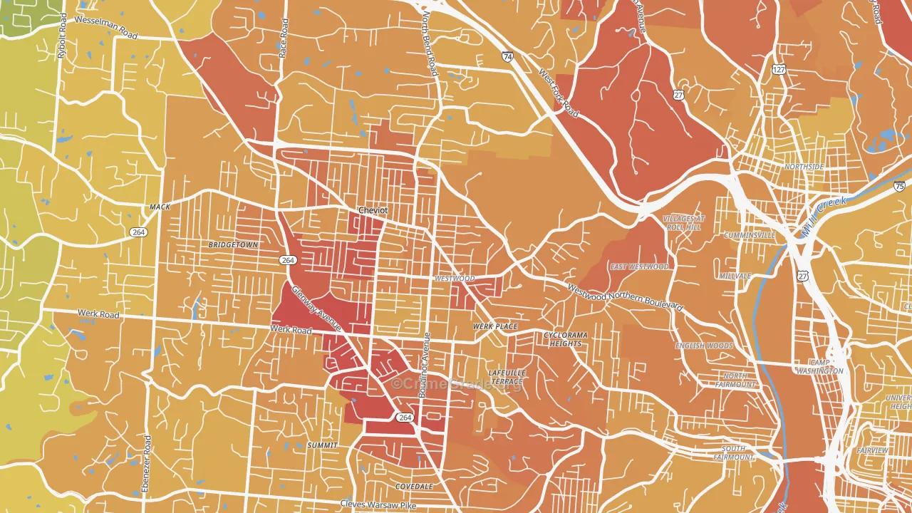 45211, OH Map of Vehicle Theft Rates