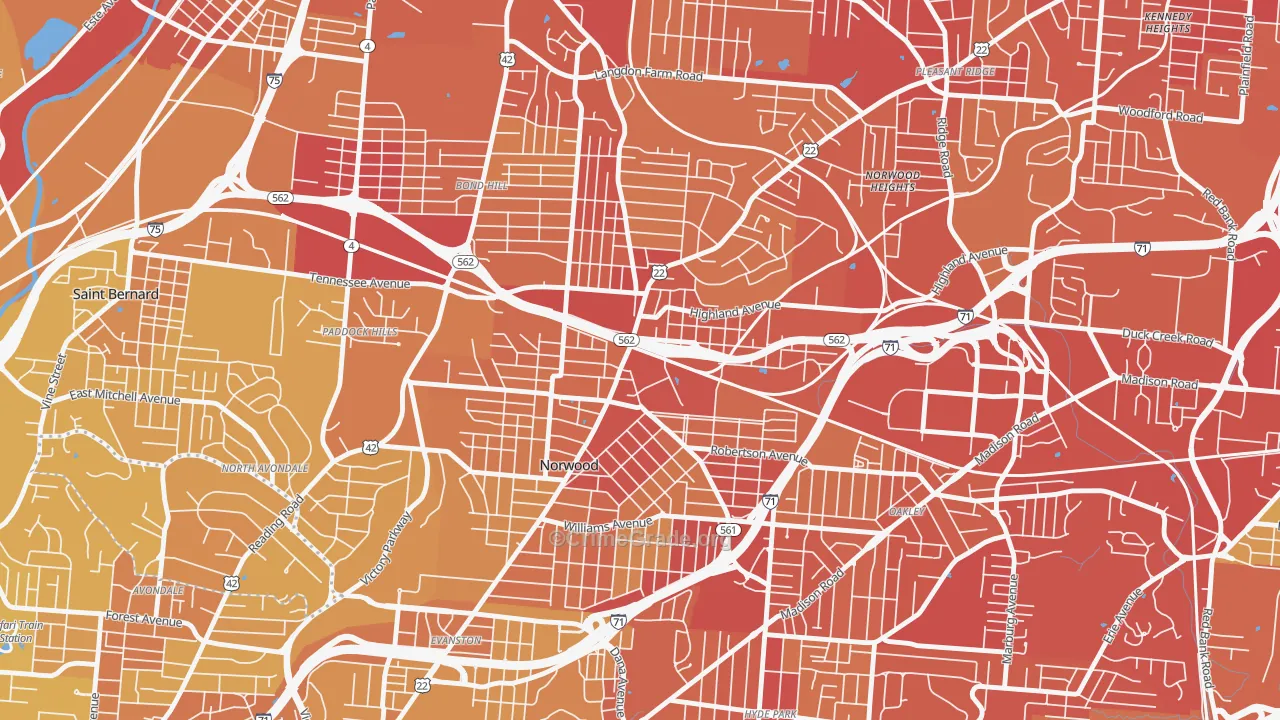 45212, OH Map of Vehicle Theft Rates