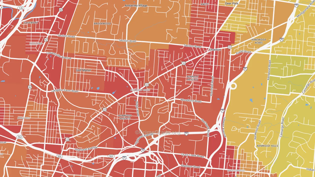45213, OH Map of Vehicle Theft Rates