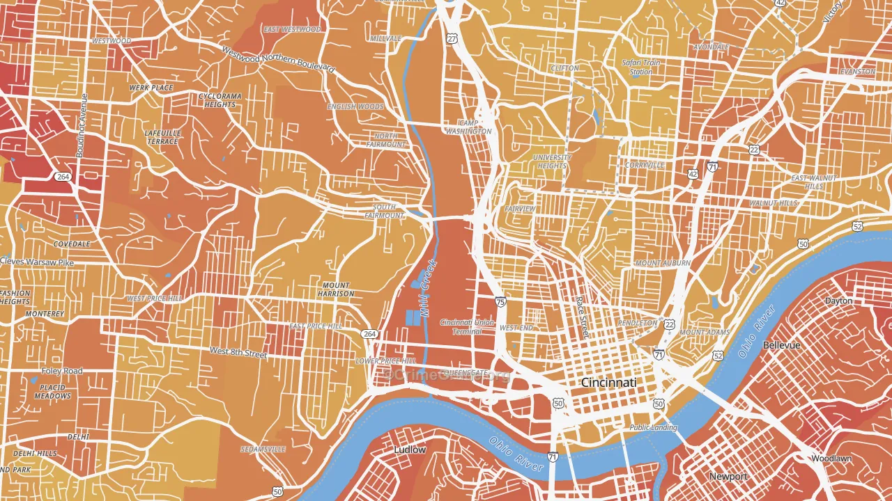 45214, OH Map of Vehicle Theft Rates