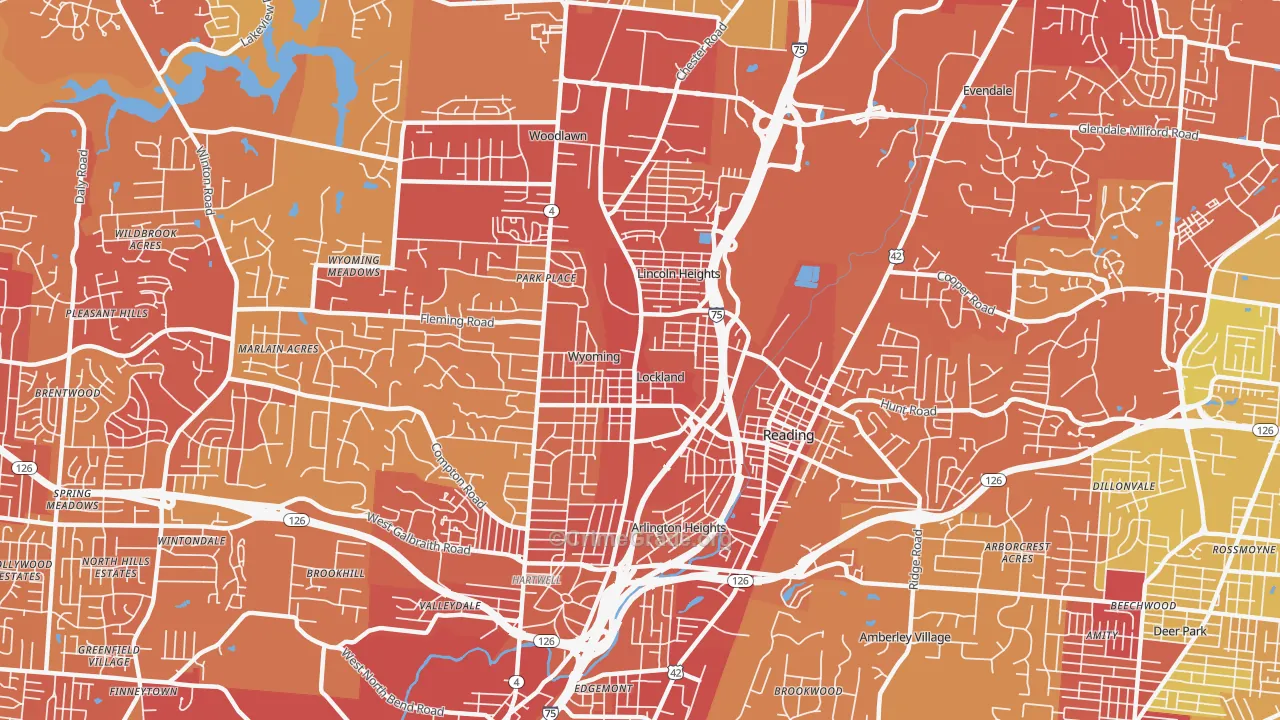 45215, OH Map of Vehicle Theft Rates