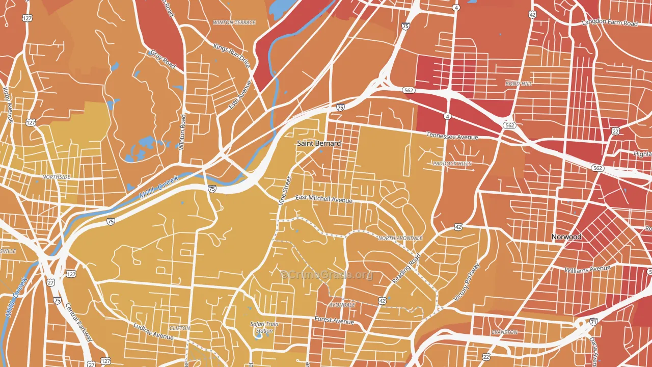 45217, OH Map of Vehicle Theft Rates