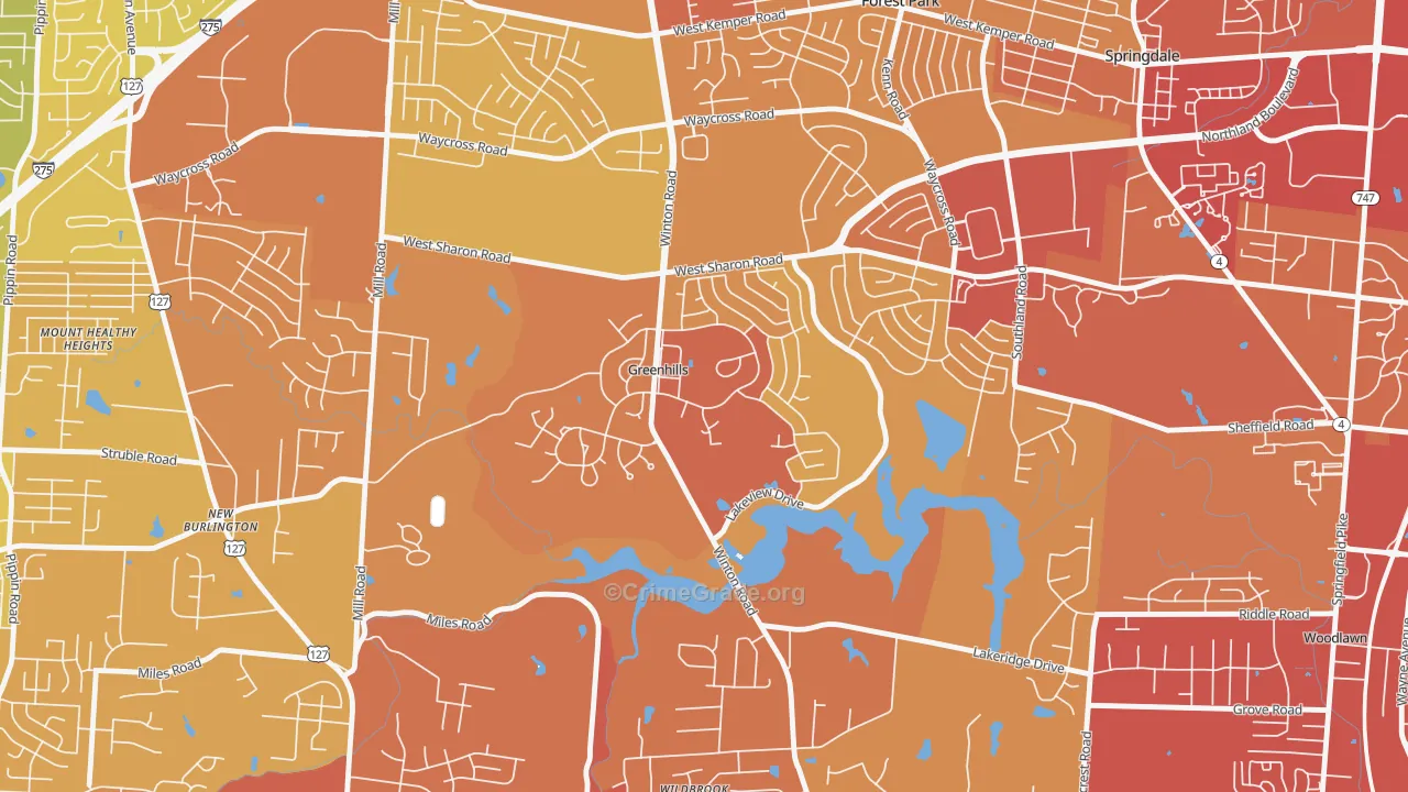 45218, OH Map of Vehicle Theft Rates