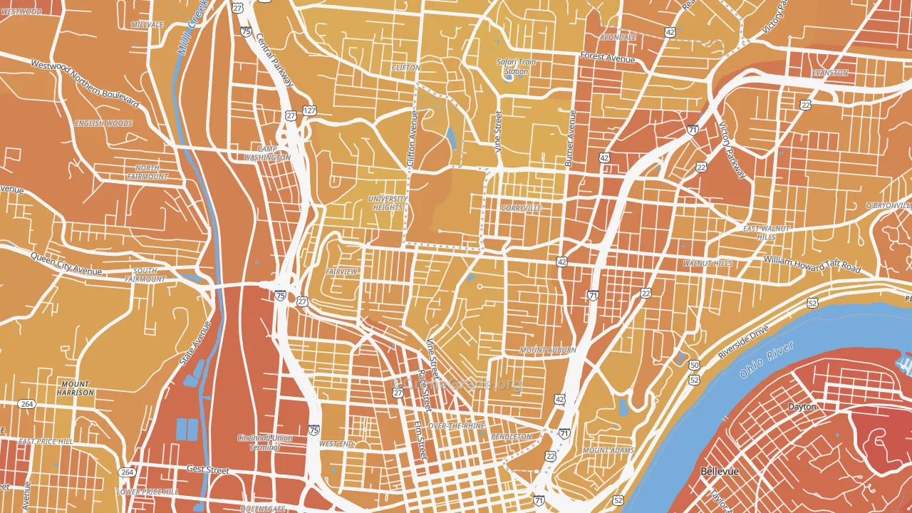 45219, OH Map of Vehicle Theft Rates