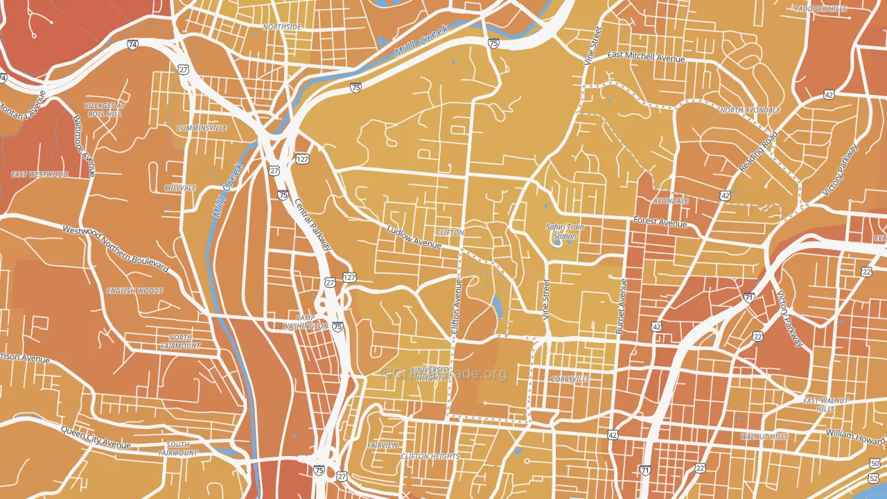 45220, OH Map of Vehicle Theft Rates