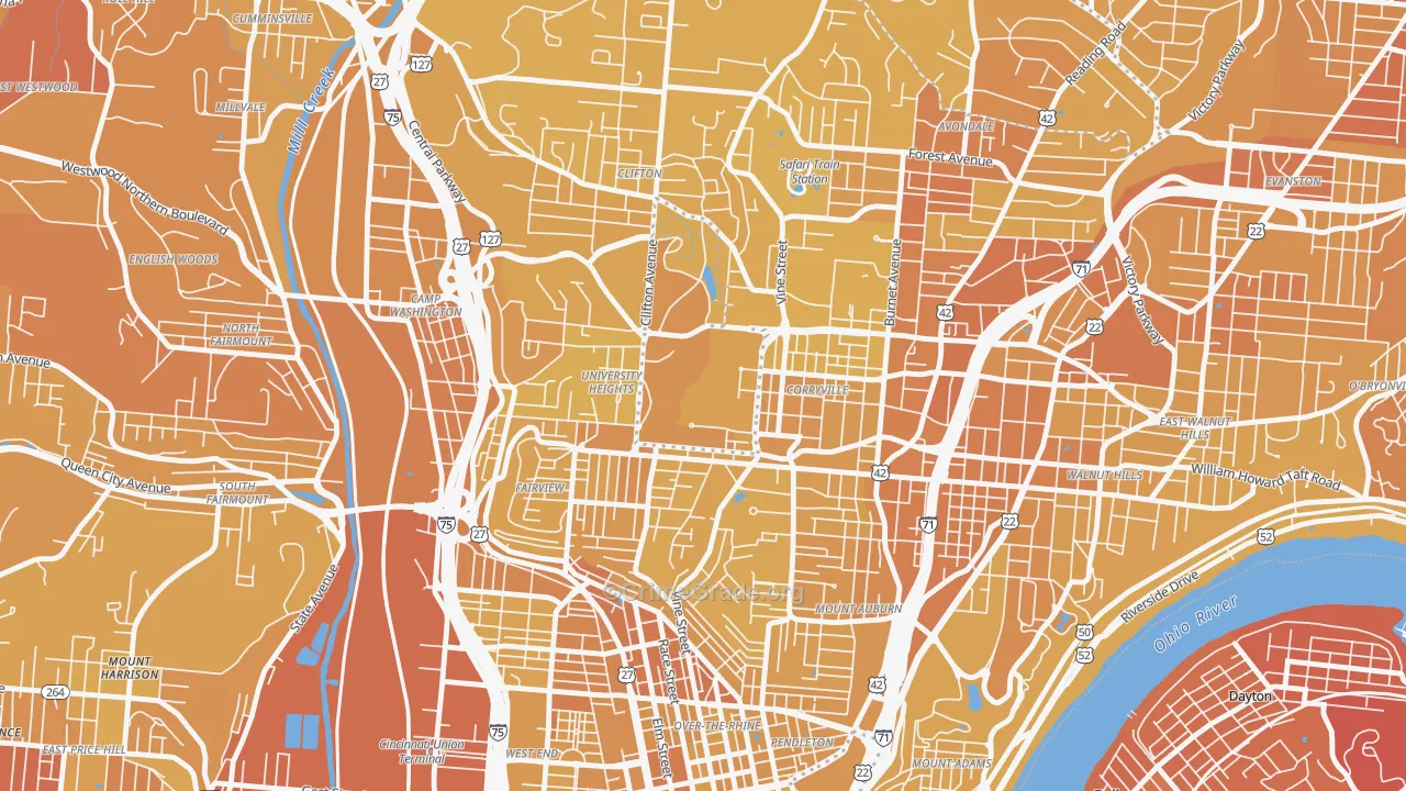 45221, OH Map of Vehicle Theft Rates