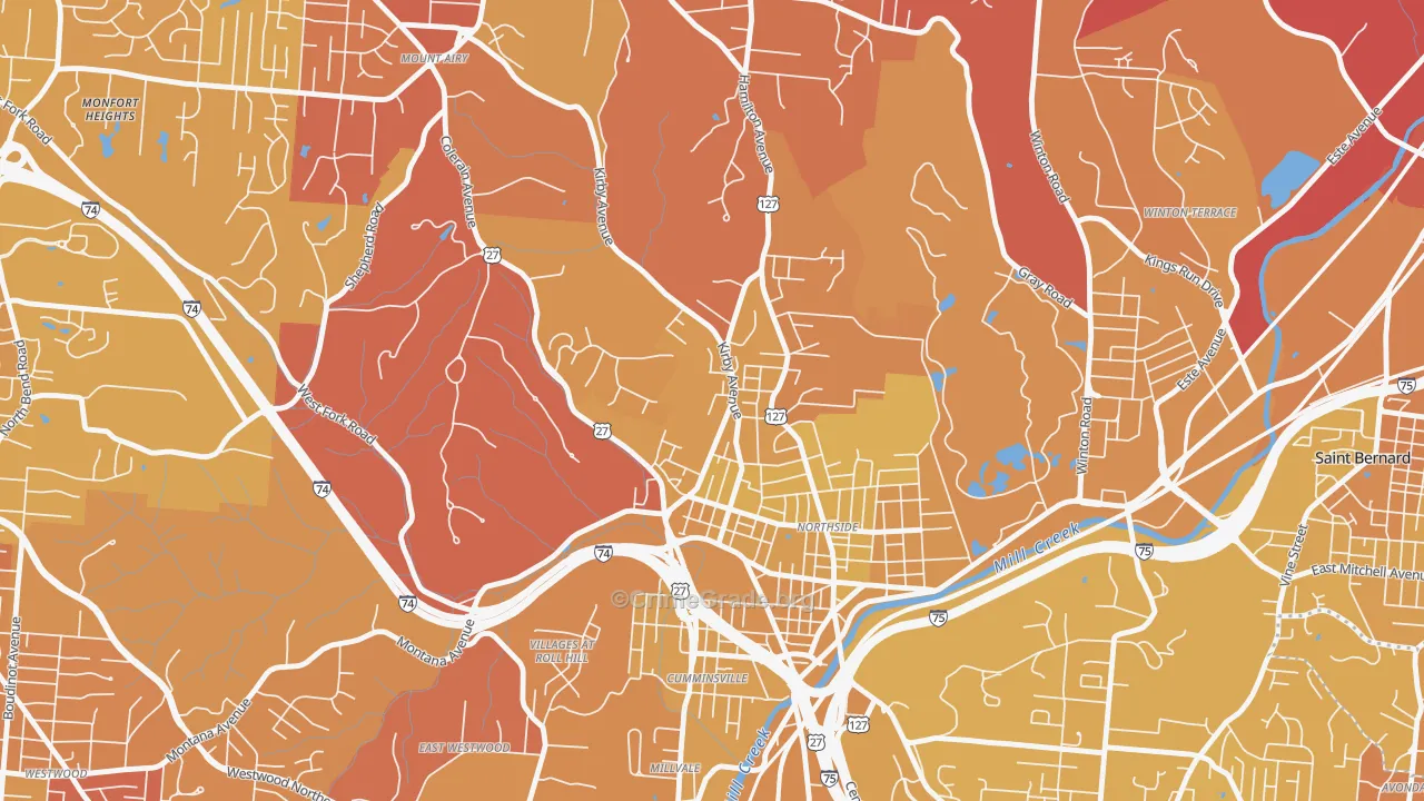 45223, OH Map of Vehicle Theft Rates
