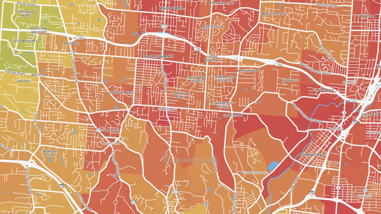 45224, OH Map of Vehicle Theft Rates