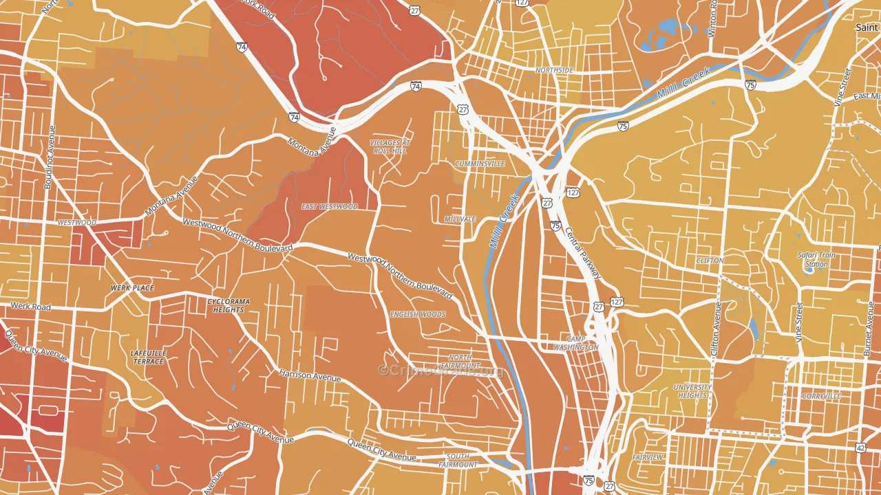 45225, OH Map of Vehicle Theft Rates