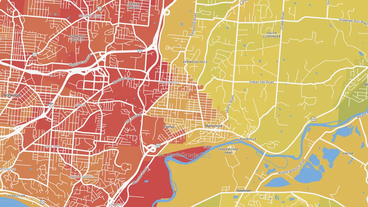 45227, OH Map of Vehicle Theft Rates