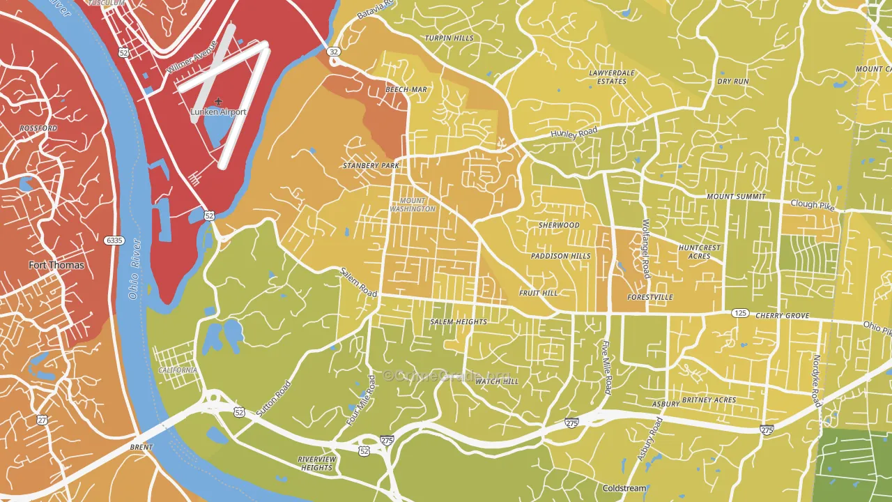 45230, OH Map of Vehicle Theft Rates