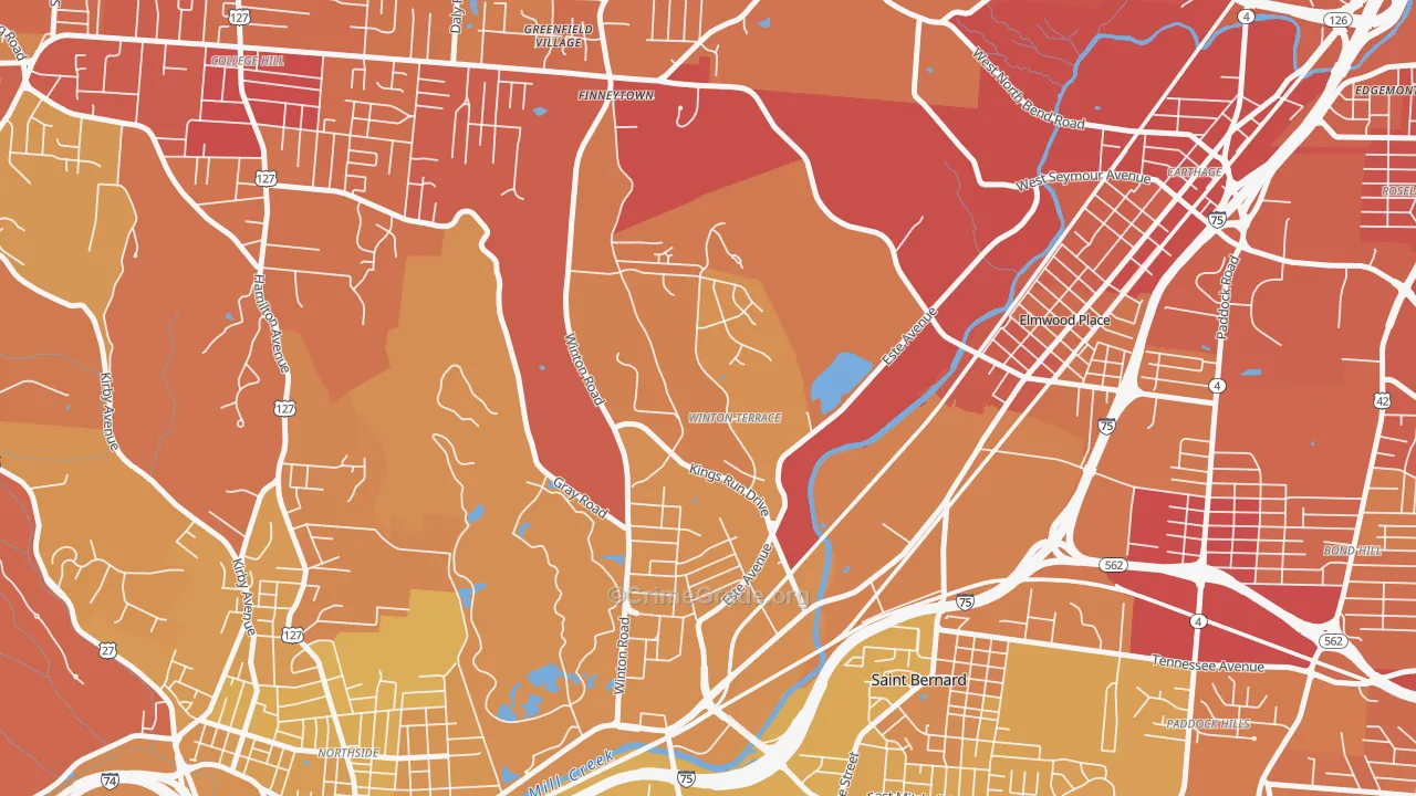 45232, OH Map of Vehicle Theft Rates
