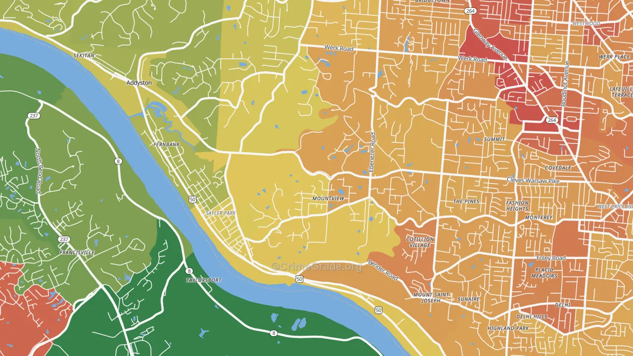 45233, OH Map of Vehicle Theft Rates