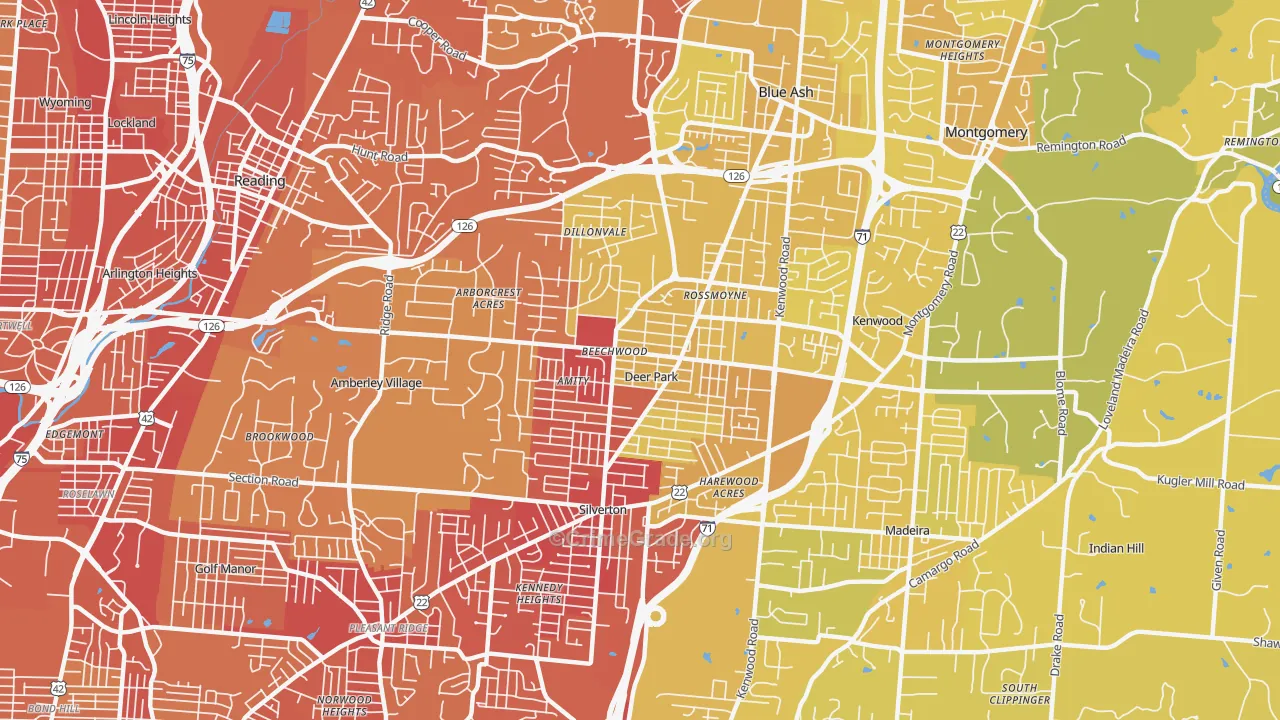 45236, OH Map of Vehicle Theft Rates