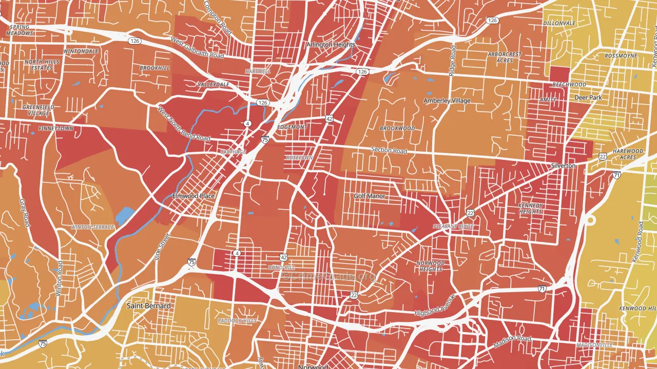 45237, OH Map of Vehicle Theft Rates
