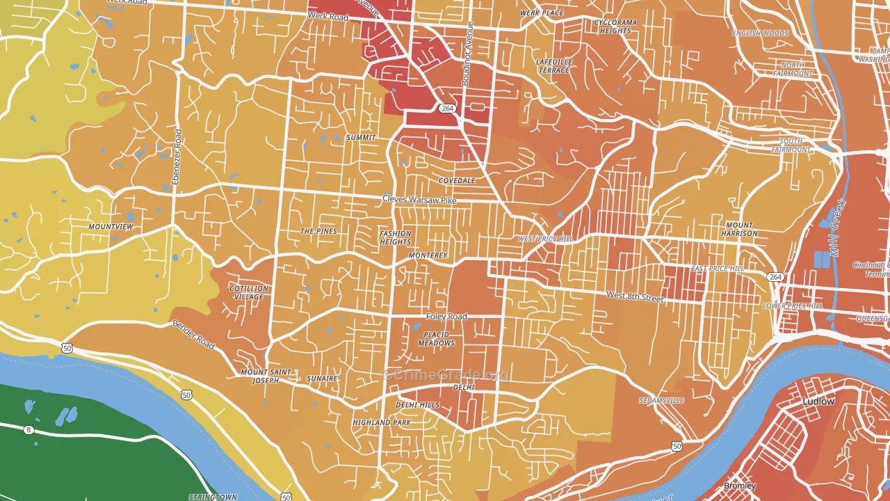 45238, OH Map of Vehicle Theft Rates