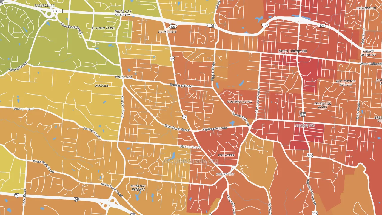 45239, OH Map of Vehicle Theft Rates