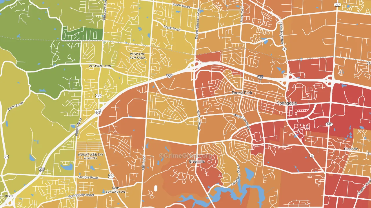 45240, OH Map of Vehicle Theft Rates